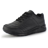 Kids Running Sneakers White Black Lace-Up School Uniform Shoes-RTS