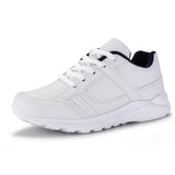 Kids Running Sneakers White Black Lace-Up School Uniform Shoes-RTS