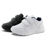 Kids Running Sneakers White Black Strap School Uniform Shoes-RTS