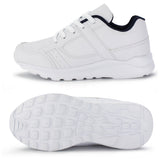 Kids Running Sneakers White Black Lace-Up School Uniform Shoes-RTS
