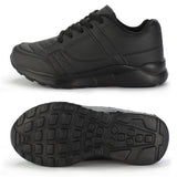 Kids Running Sneakers White Black Lace-Up School Uniform Shoes-RTS