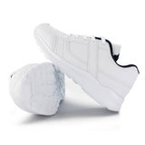 Kids Running Sneakers White Black Lace-Up School Uniform Shoes-RTS