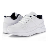 Kids Running Sneakers White Black Lace-Up School Uniform Shoes-RTS