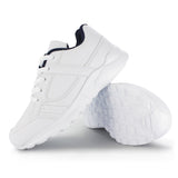 Kids Running Sneakers White Black Lace-Up School Uniform Shoes-RTS