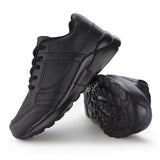 Kids Running Sneakers White Black Lace-Up School Uniform Shoes-RTS
