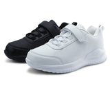 Kids Running Sneakers White Black Strap School Uniform Shoes-RTS