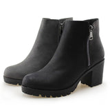 Women's Fashion Zip Chunky Ankle Boots