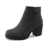 Women's Fashion Zip Chunky Ankle Boots