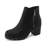 Women's Fashion Zip Chunky Ankle Boots