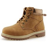 Kids Lace-Up Ankle Boots Boy Girl Padded Collar Outdoor Workboots
